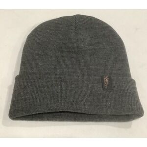 Dark Gray Cuffed Beanie Knit Hat Soft Fleece Lined One Size Fits copper fit